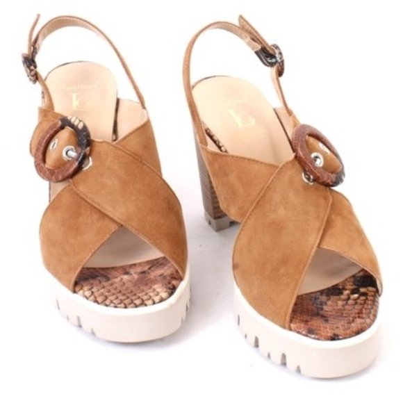 Luca Grossi 468b Multicolor Suede Platform Slingback Heel Sandals - Picture 2 of 8